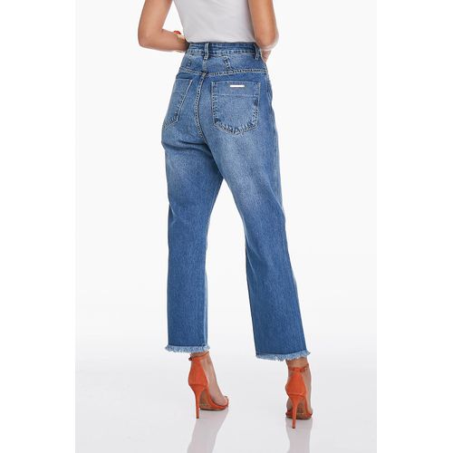 Calça Jeans Wide Leg Cropped Feminina Osmoze Dani Azul
