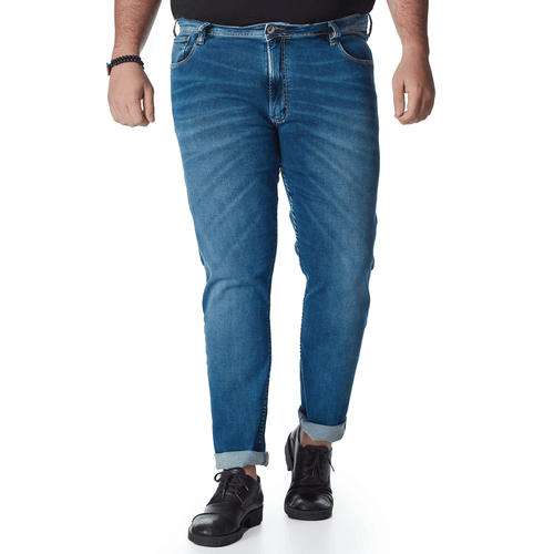 Calça Jeans Plus Size Masculina Convicto Regular Skinny Padrão de Lavada Diferenciado