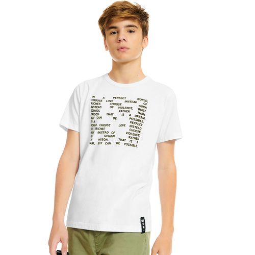 Camiseta Masculina Básica Estampada Rovitex Teen Branco