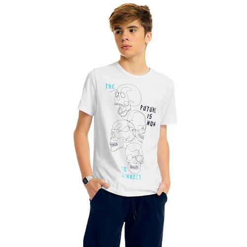 Camiseta Masculina Caveira Rovitex Teen Branco